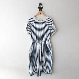 Old Navy XL Waist-Defined Striped French Terry Midi Dress with Pockets